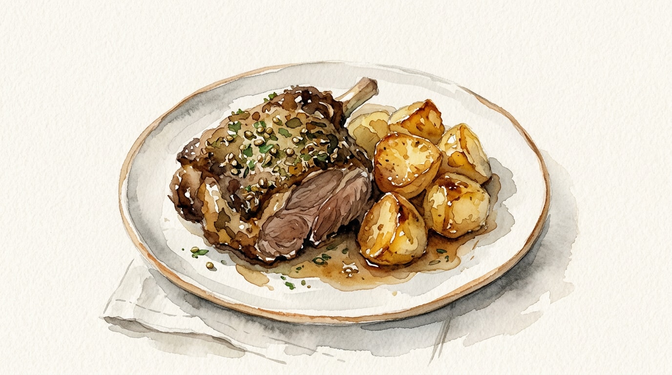 Coriander-Crusted Lamb Shoulder with Dripping Potatoes