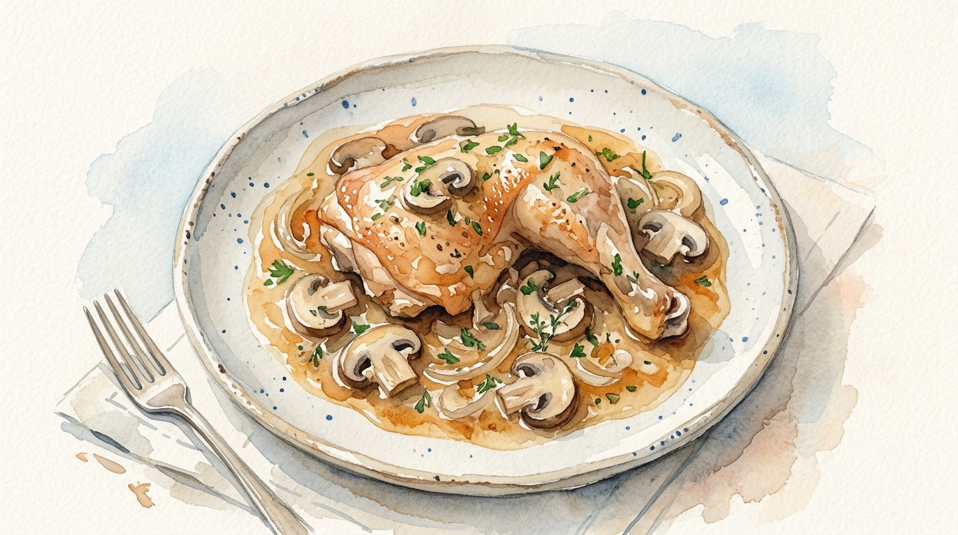 Craig Claiborne's Smothered Chicken With Mushrooms