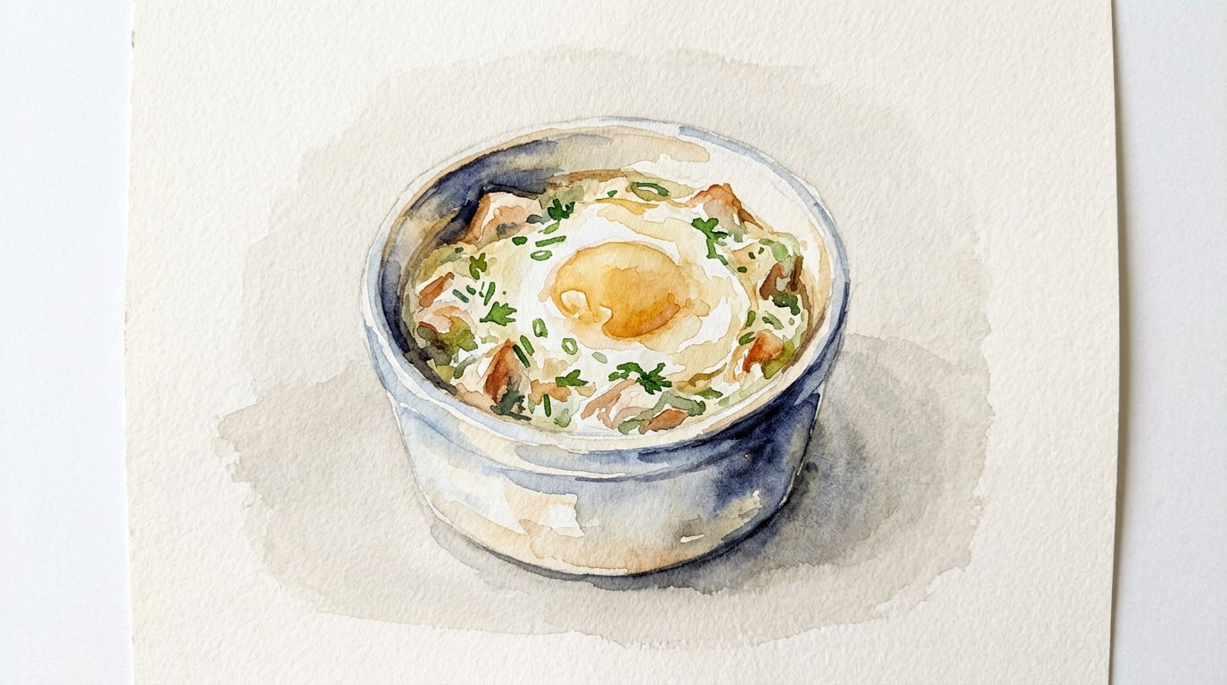 Creamy Chicken and Baked Egg Ramekins