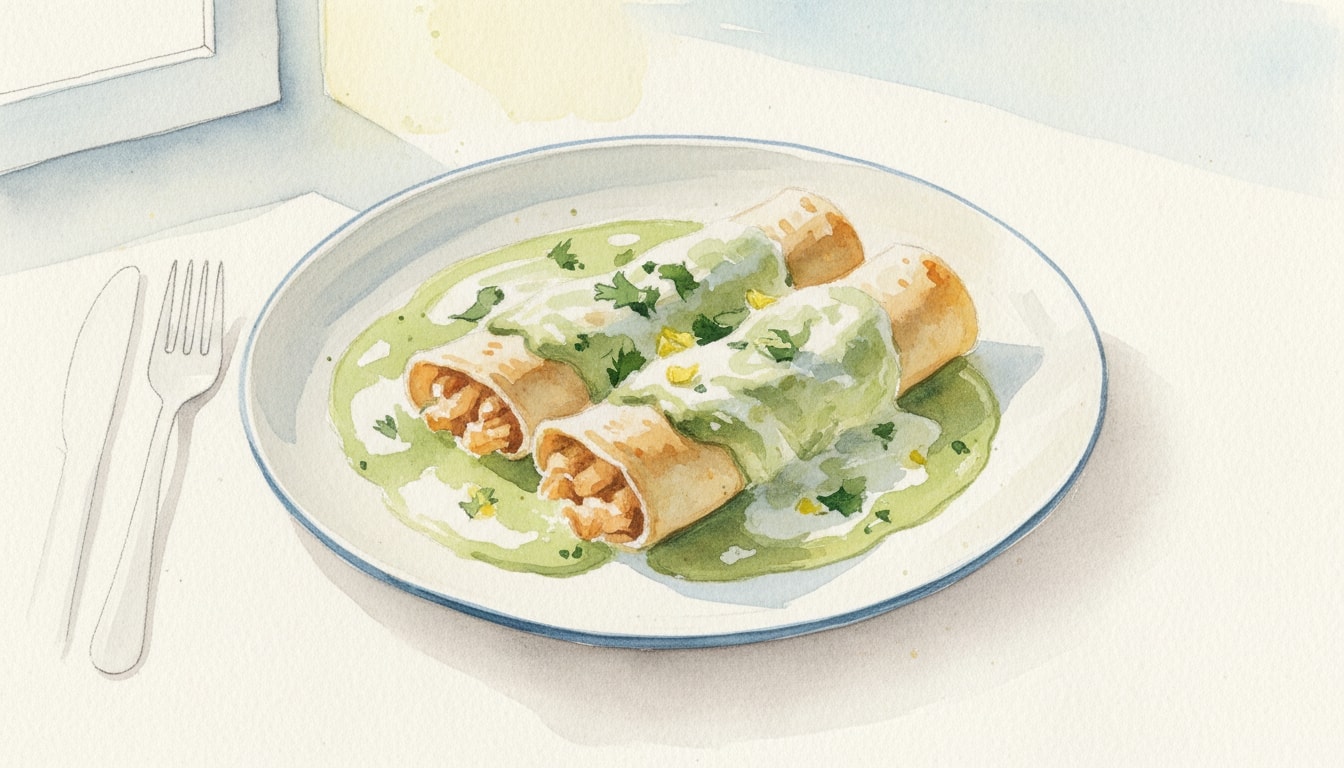 Creamy Chicken Enchiladas Suizas with Salsa Verde