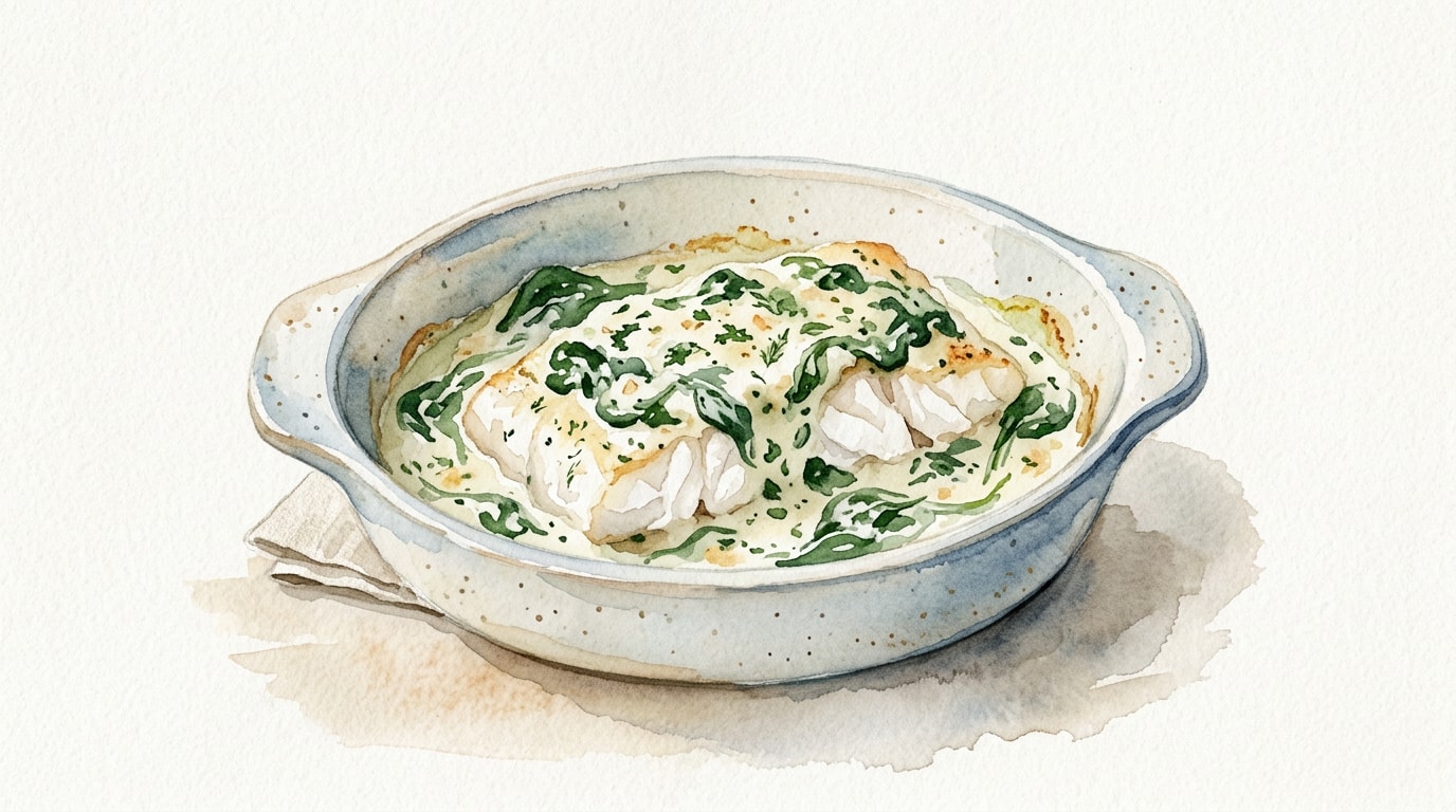 Creamy Florentine Baked White Fish