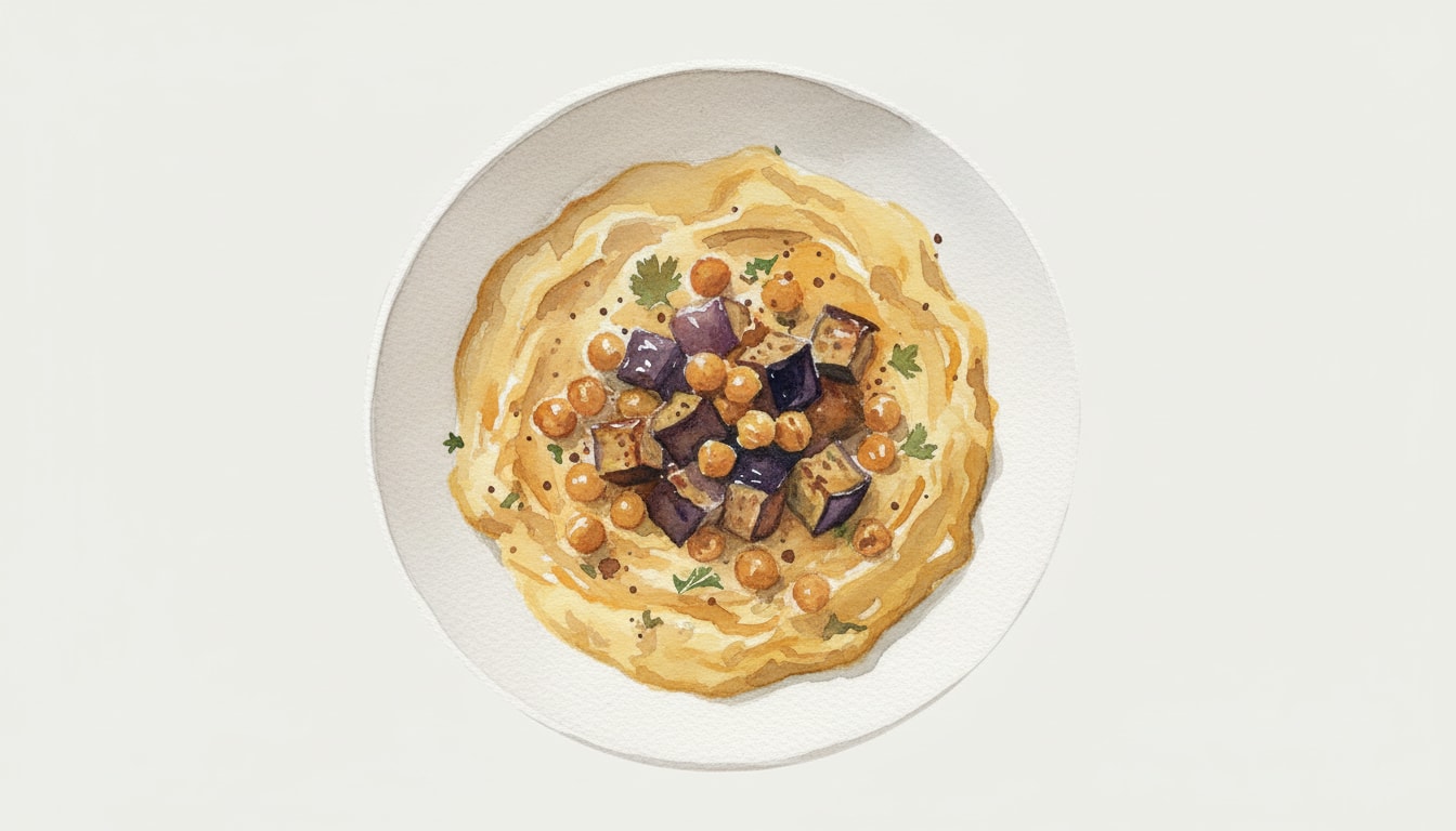 Creamy Millet Polenta with Roasted Eggplant & Chickpeas