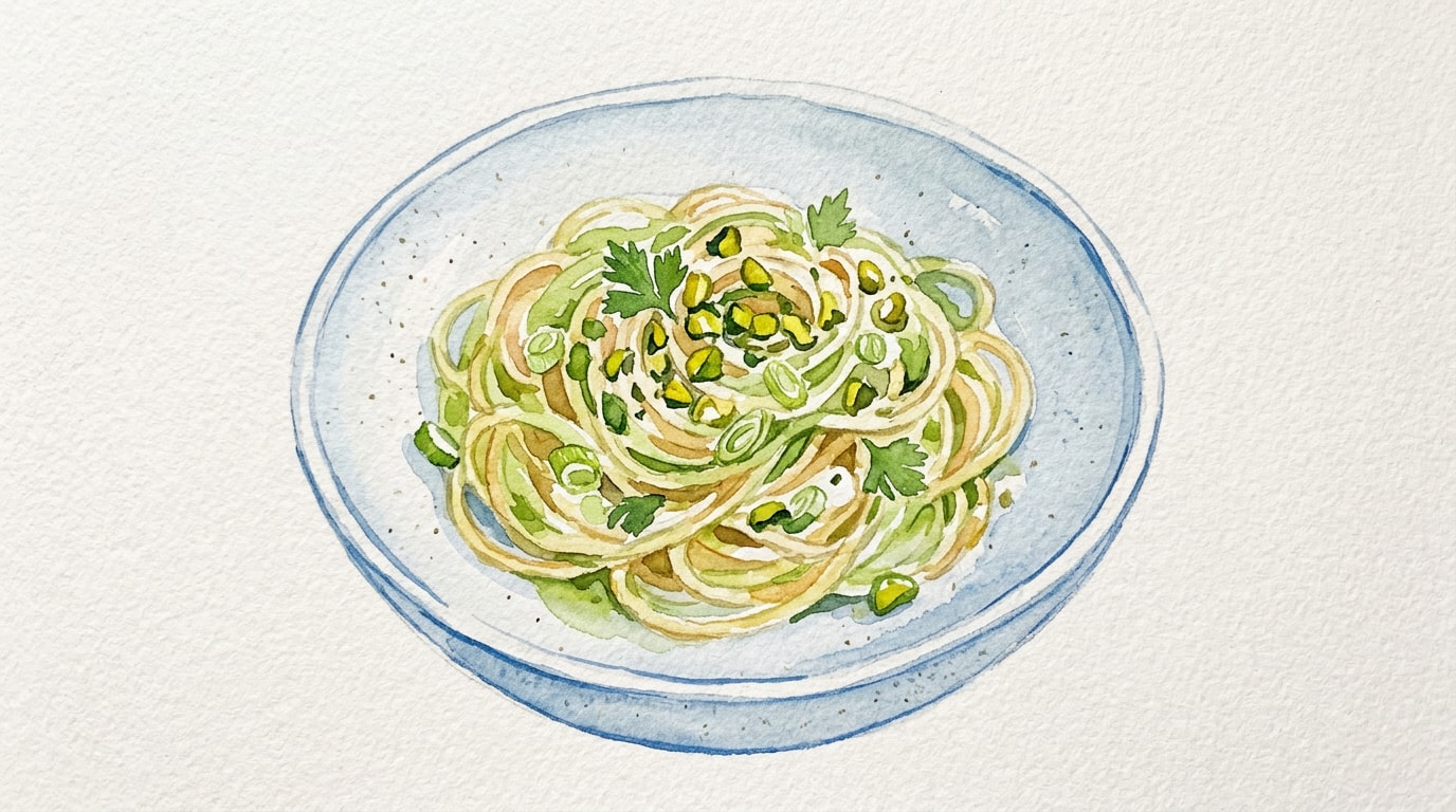 Creamy Spring Onion and Pistachio Spaghetti