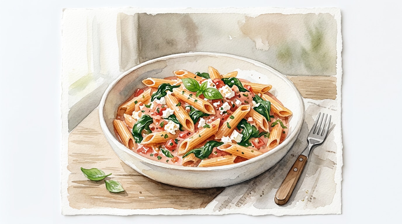 Creamy Tomato Spinach And Feta Penne