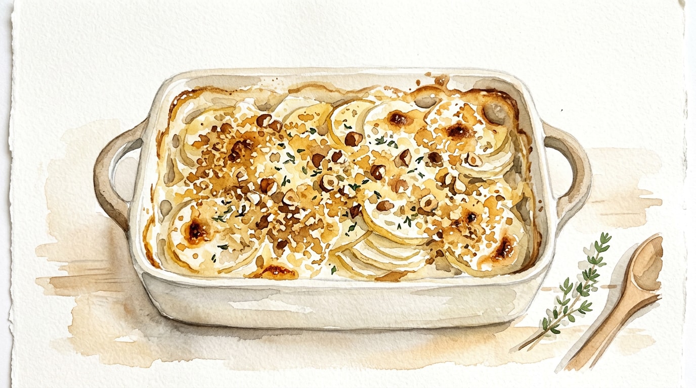 Creamy Turnip and Potato Gratin with Hazelnut-Parmesan Crust