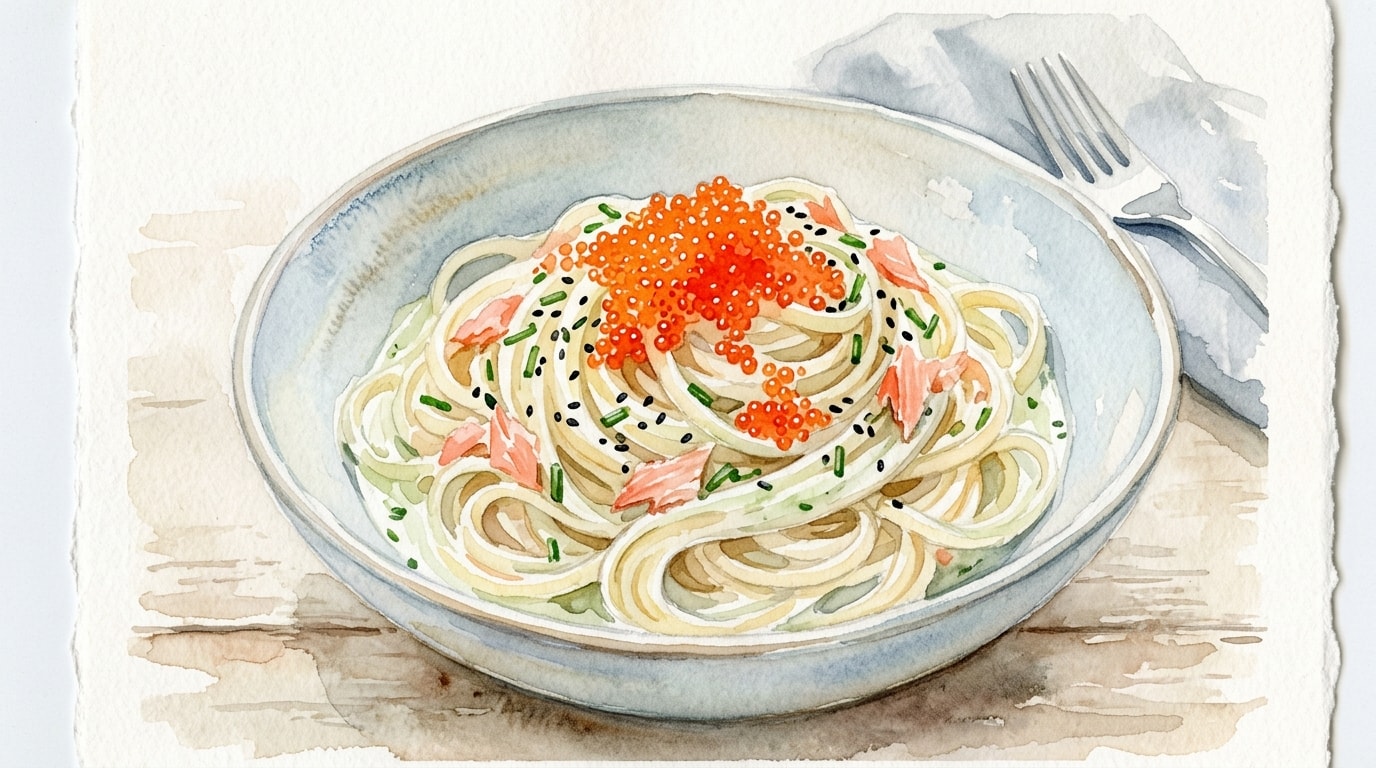 Creamy Wasabi Tobiko Linguine
