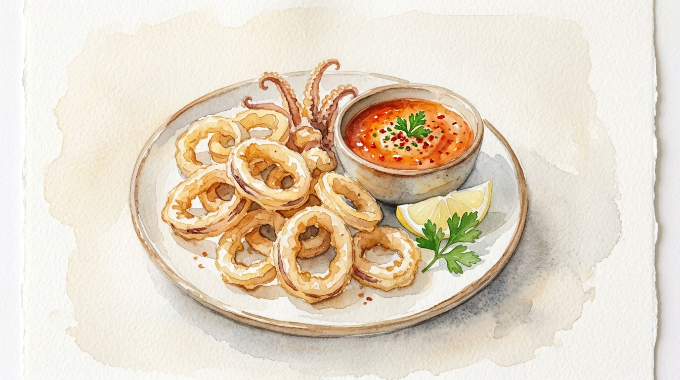 Crispy Fried Calamari with Spicy Pepper Dip