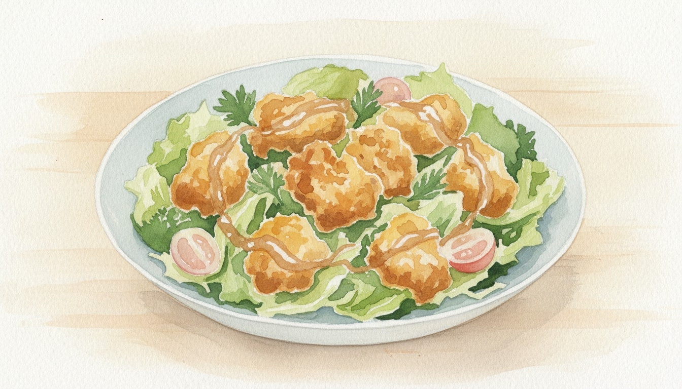 Crispy Fried Chicken Salad with Herb Dressing