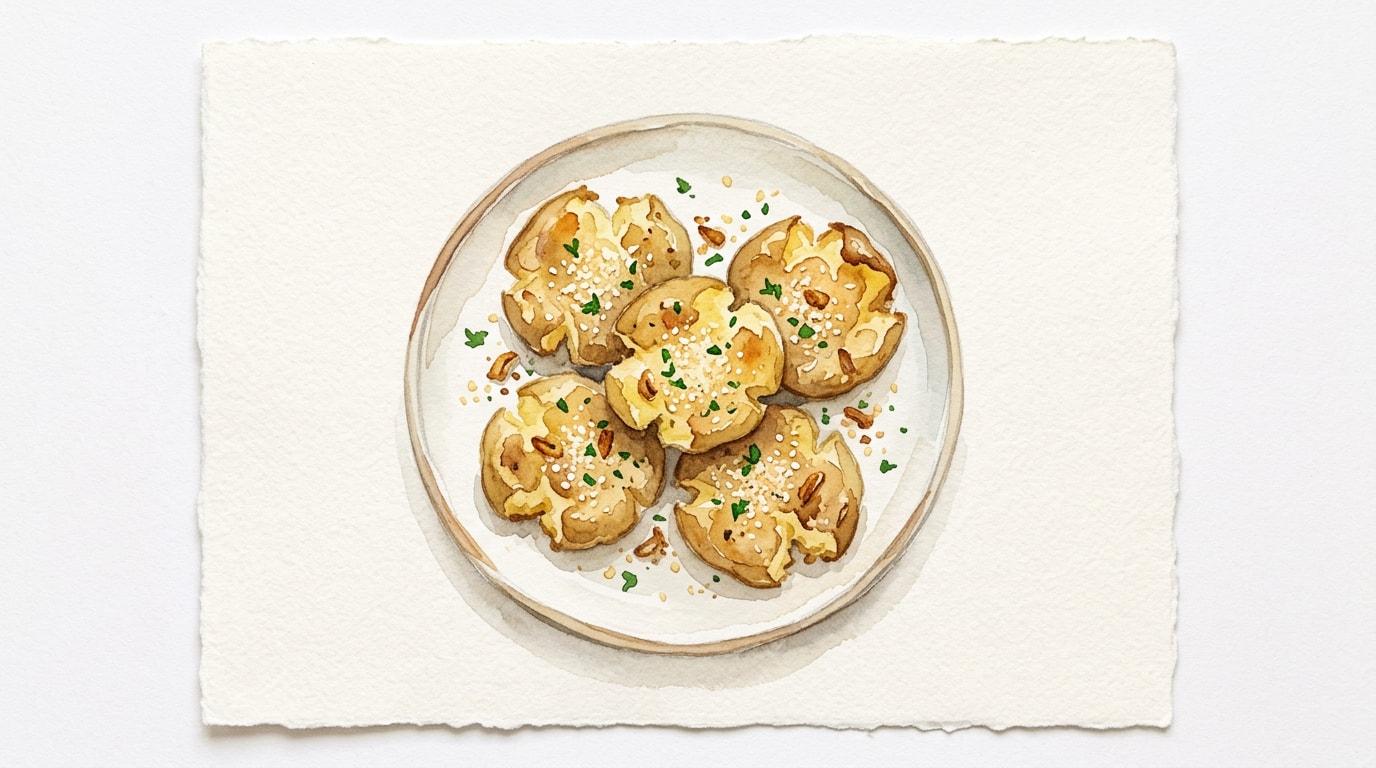 Crispy Garlic Parmesan Smashed Potatoes