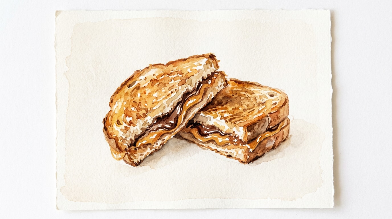 Crispy Grilled Peanut Butter and Nutella Sandwich