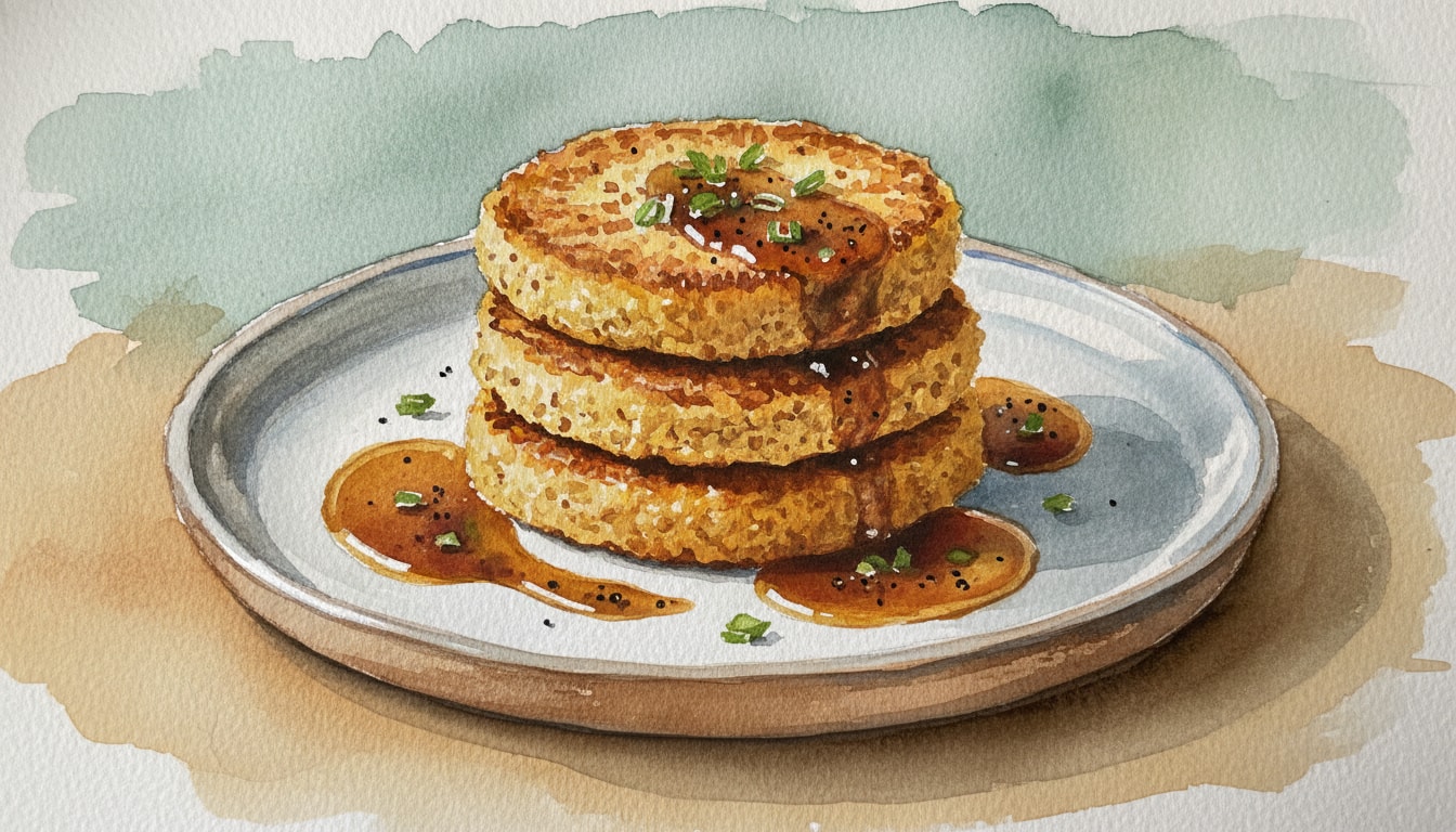 Crispy Millet & Lentil Cakes with Smoky Bourbon-Pepper Sauce