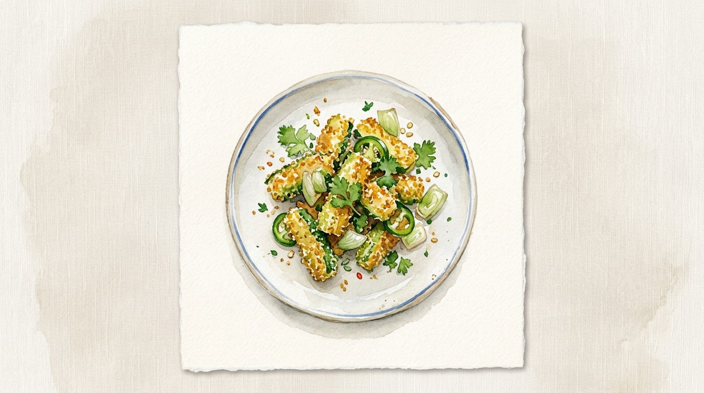 Crispy Panko Zucchini with Jalapeno and Onion