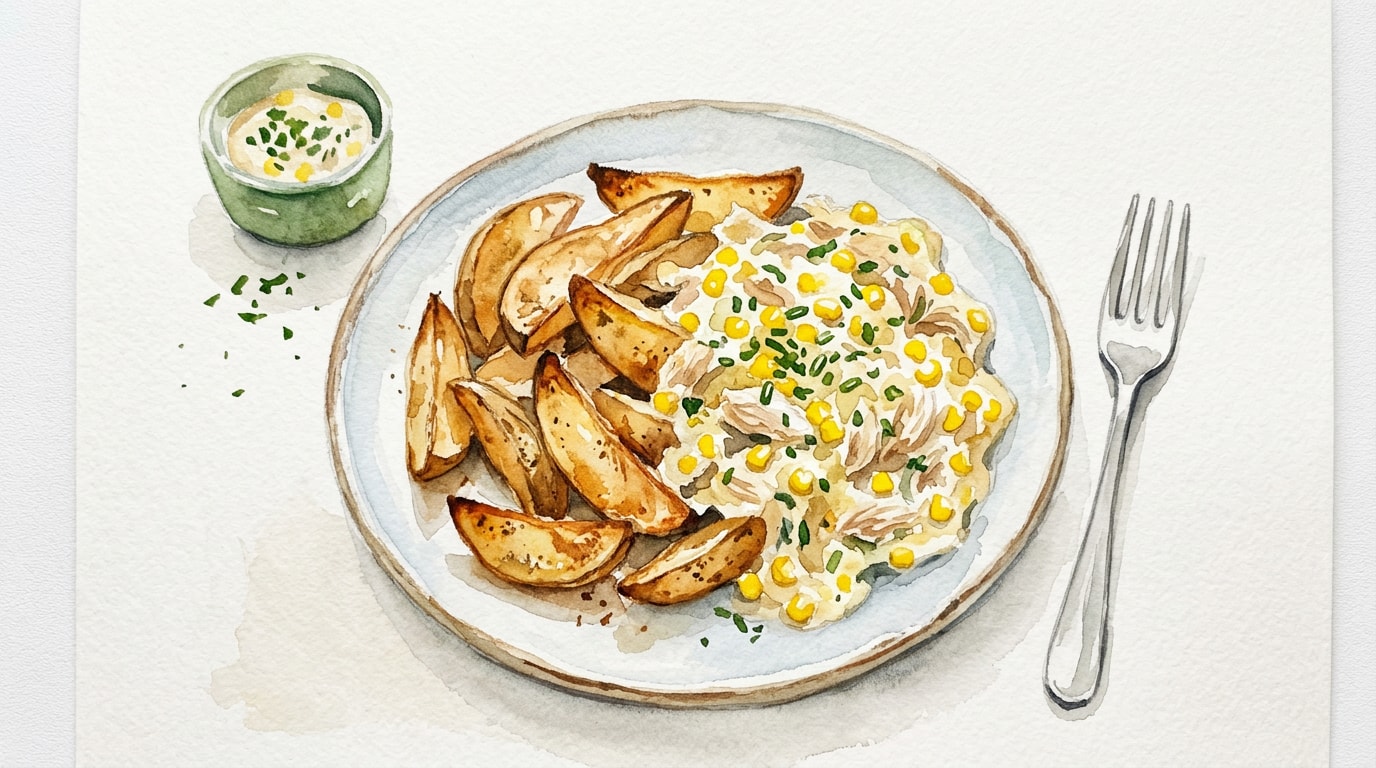 Crispy Potato Wedges With Creamy Tuna Sweetcorn Melt