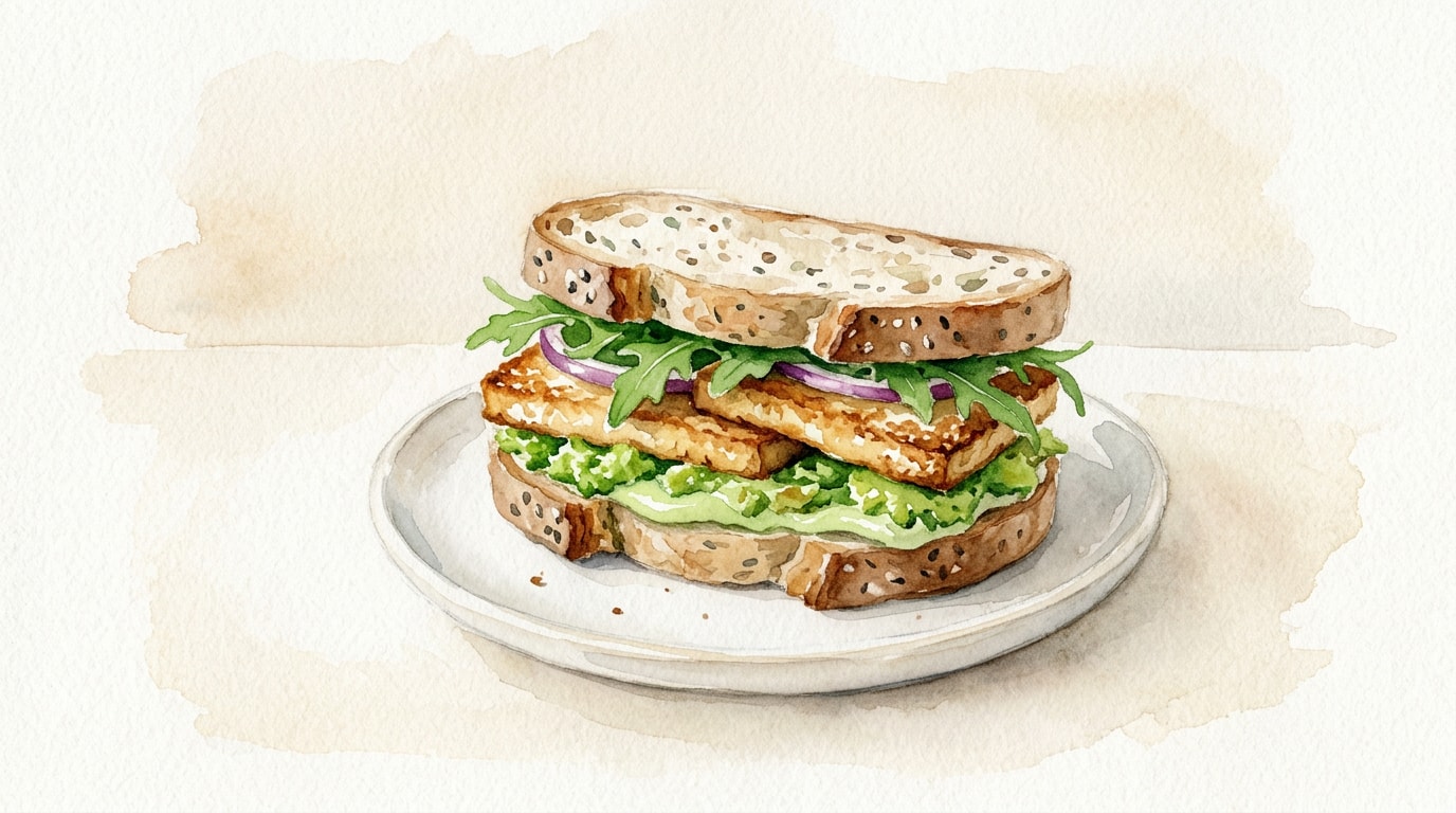 Crispy Tofu and Avocado Sandwich with Wasabi Mayo
