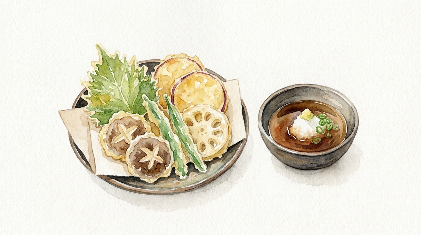 Crispy Vegetable Tempura With Tentsuyu