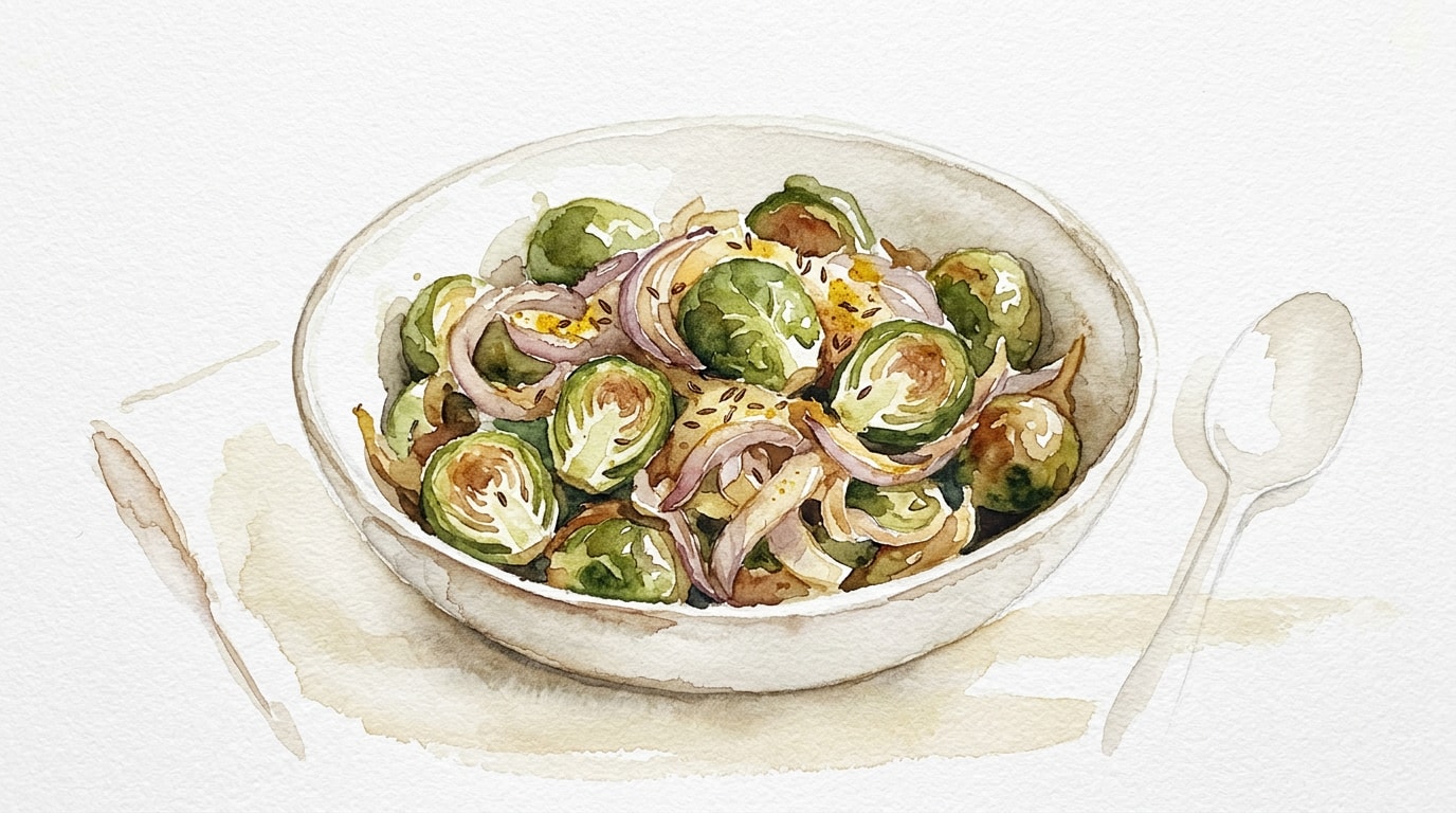 Cumin-Spiced Brussels Sprouts with Wilted Onions