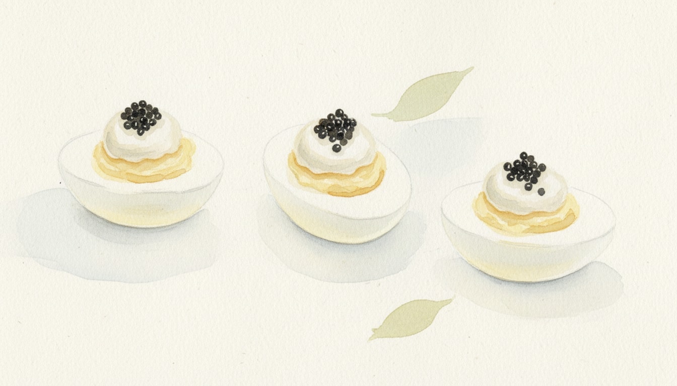 Deviled Eggs with Crème Fraîche and Caviar