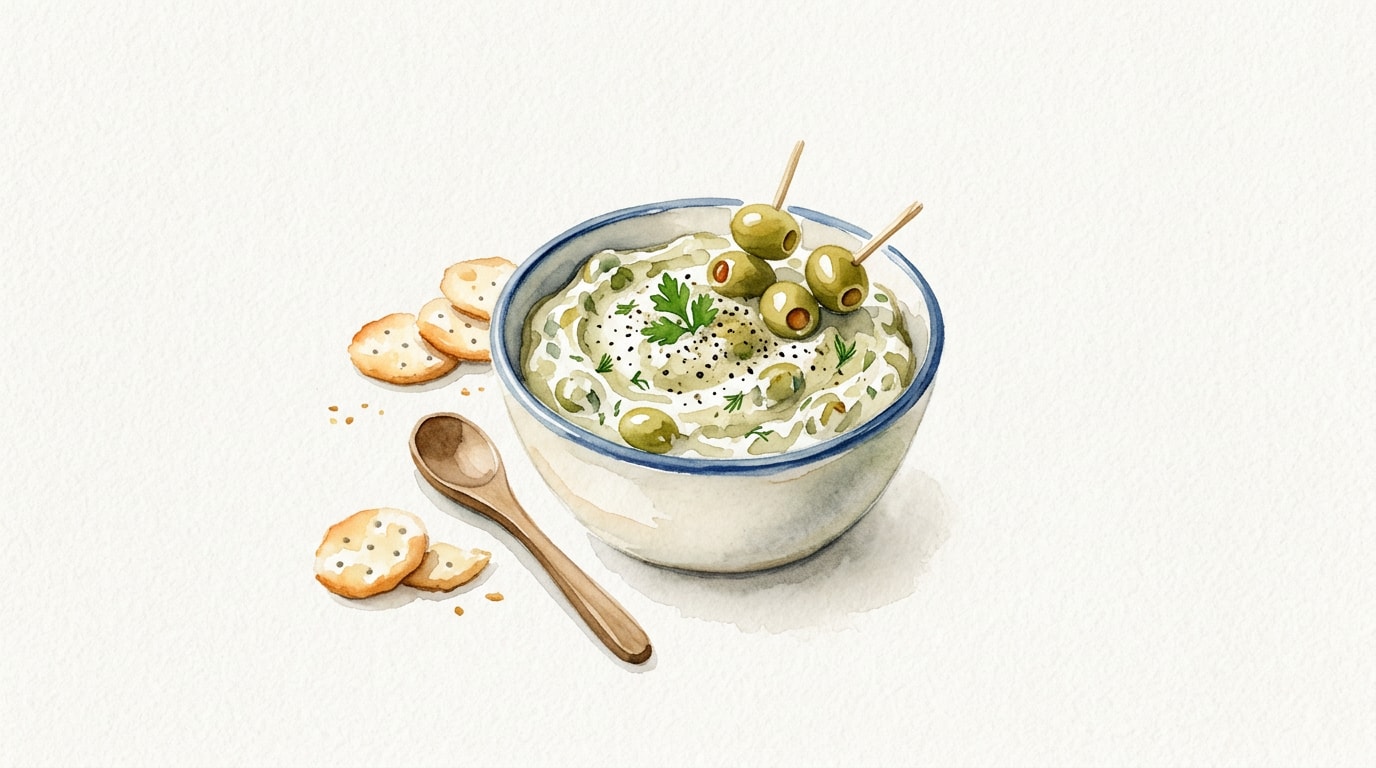 Dirty Martini Dip with Gin-Infused Olives