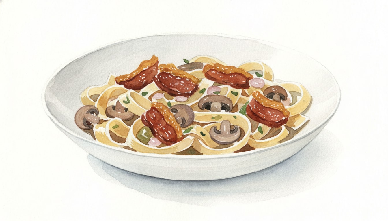 Duck Confit and Wild Mushroom Pappardelle