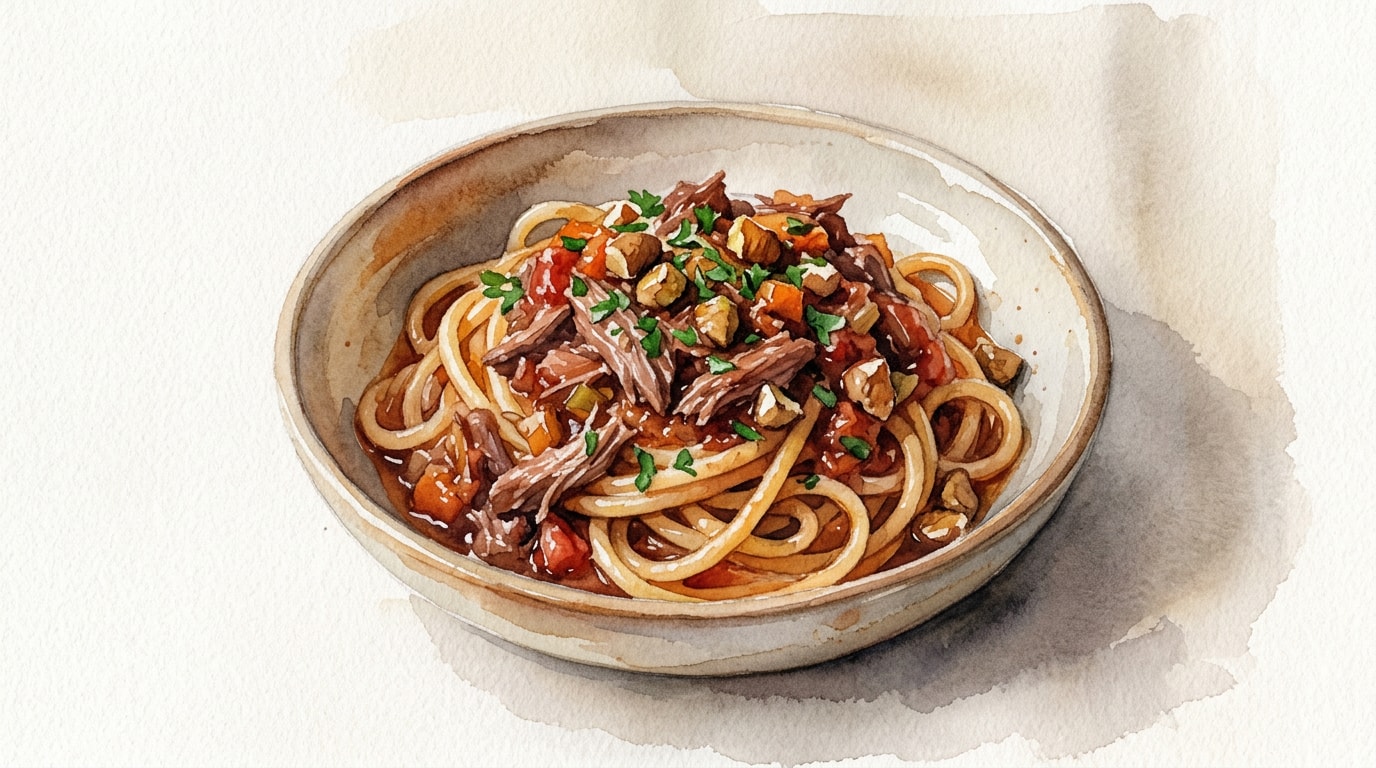 Duck Ragu with Bigoli and Toasted Chestnuts