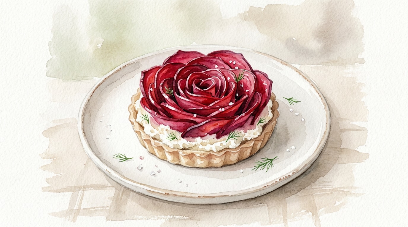 Elegant Beetroot Rose and Ricotta Tart