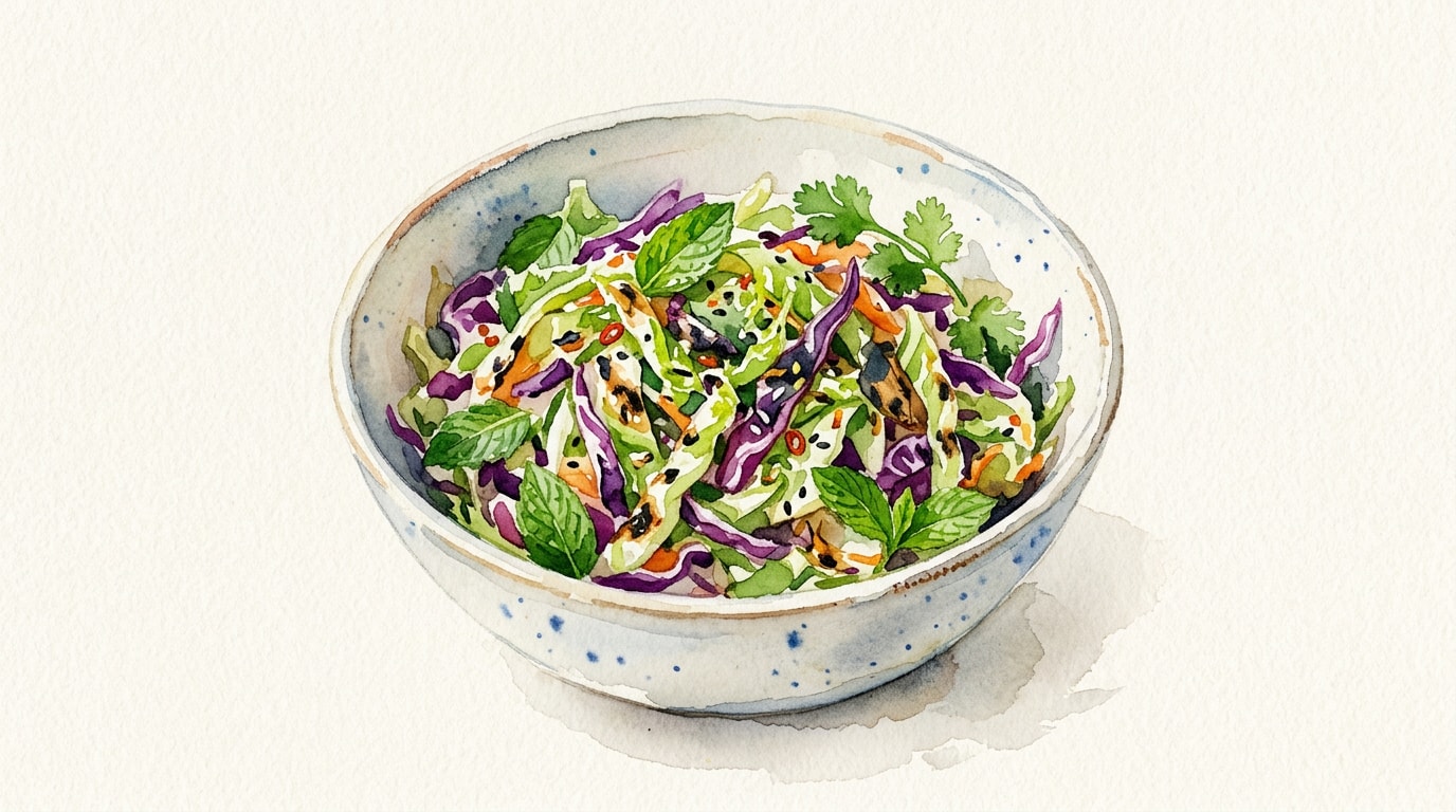 Ember-Roasted Cabbage Slaw With Mint