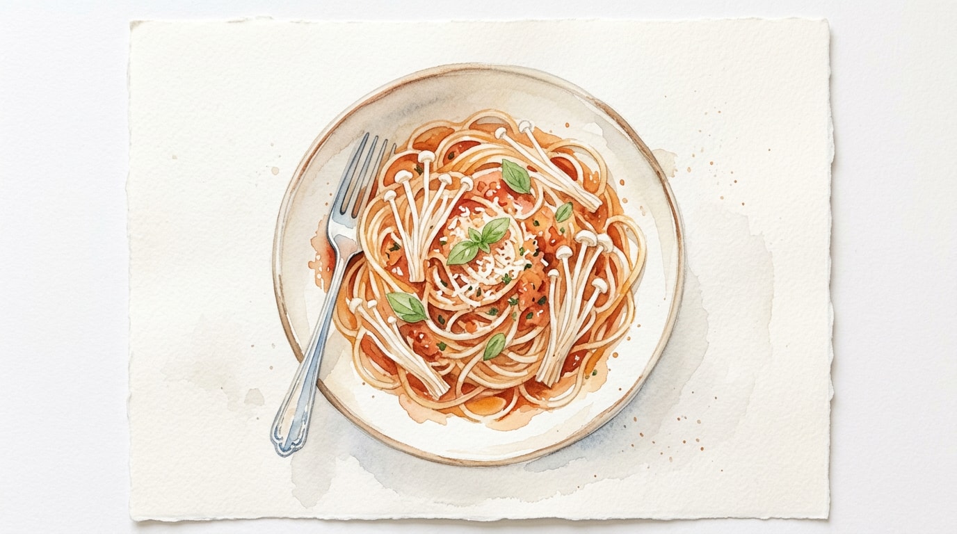 Enokitake Mushroom Spaghetti Marinara