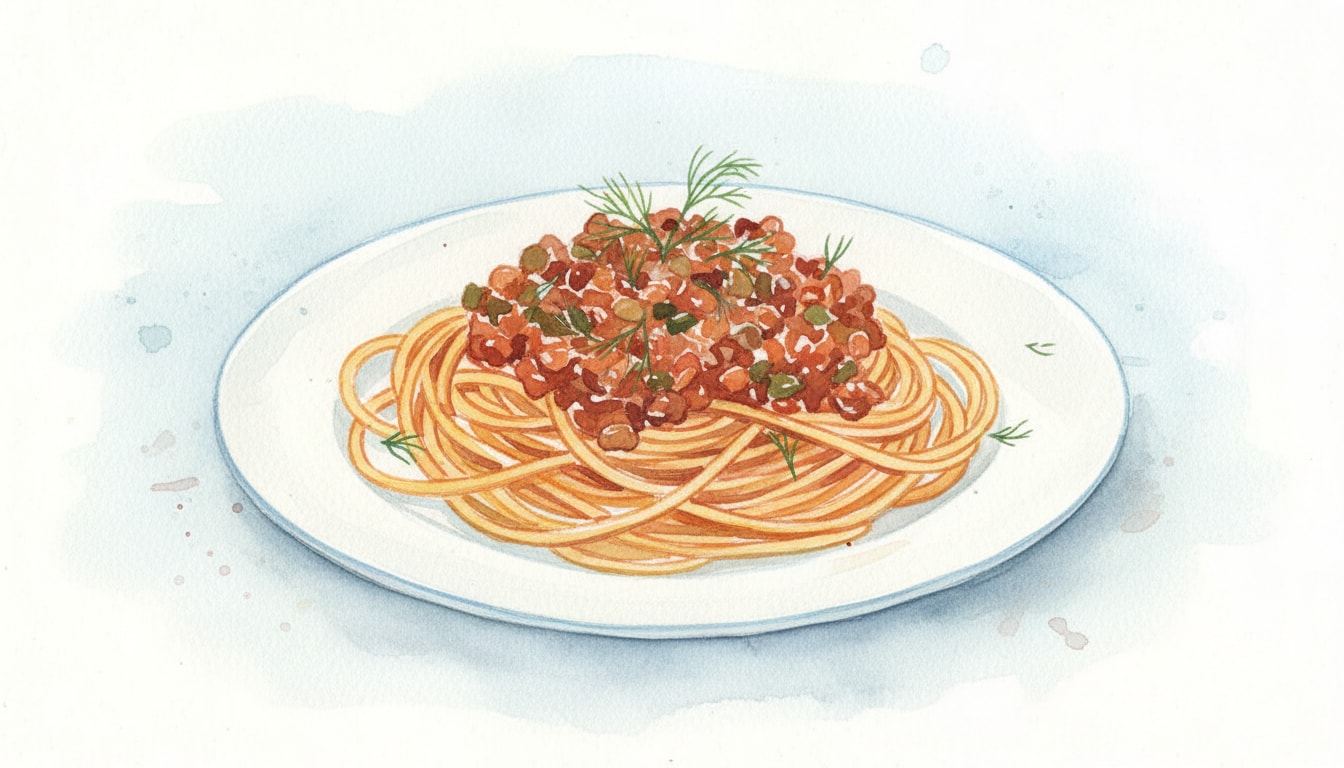 Fennel & Lentil Bolognese with Spaghetti