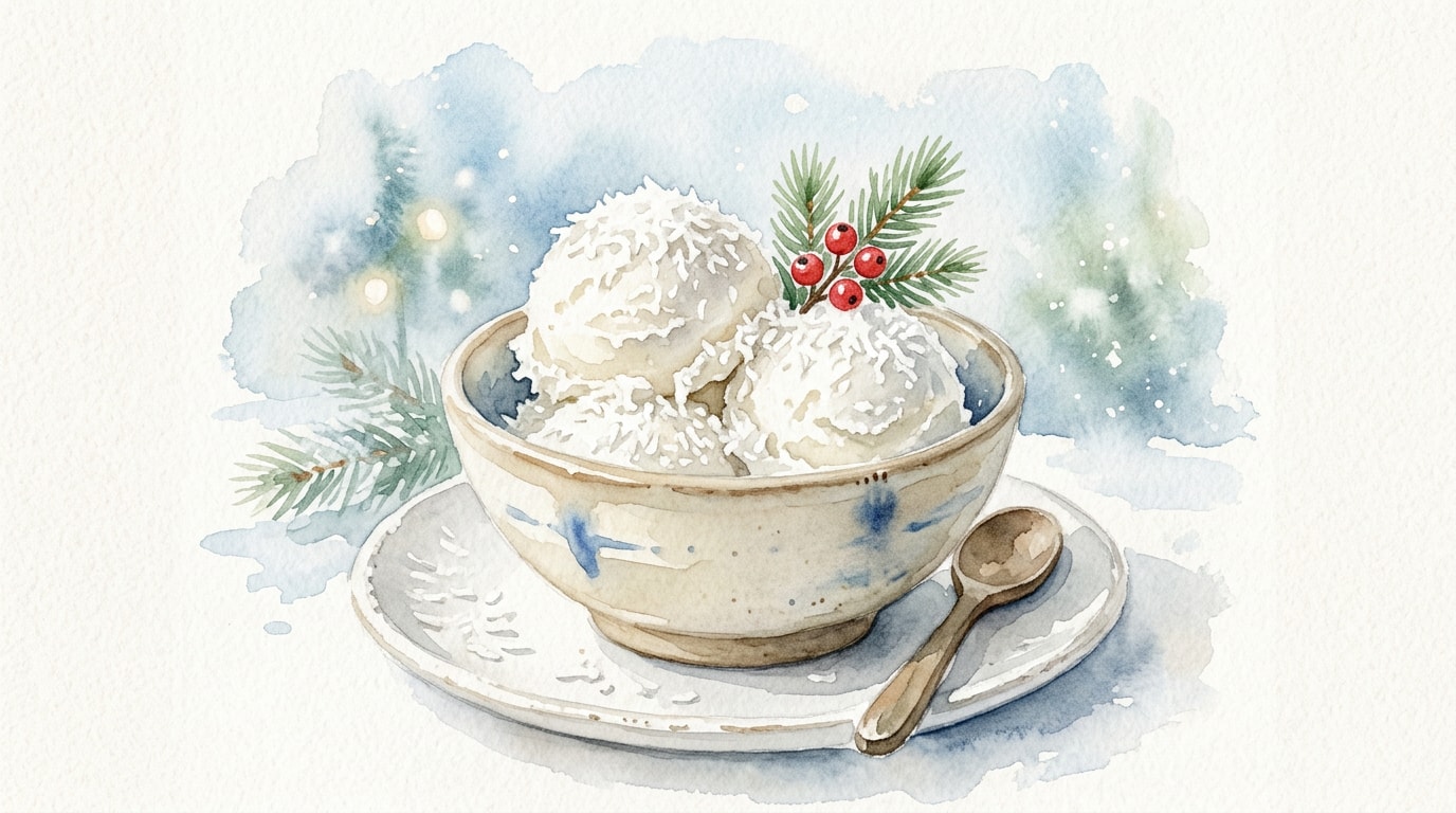 Festive Snowy Coconut Ice Cream