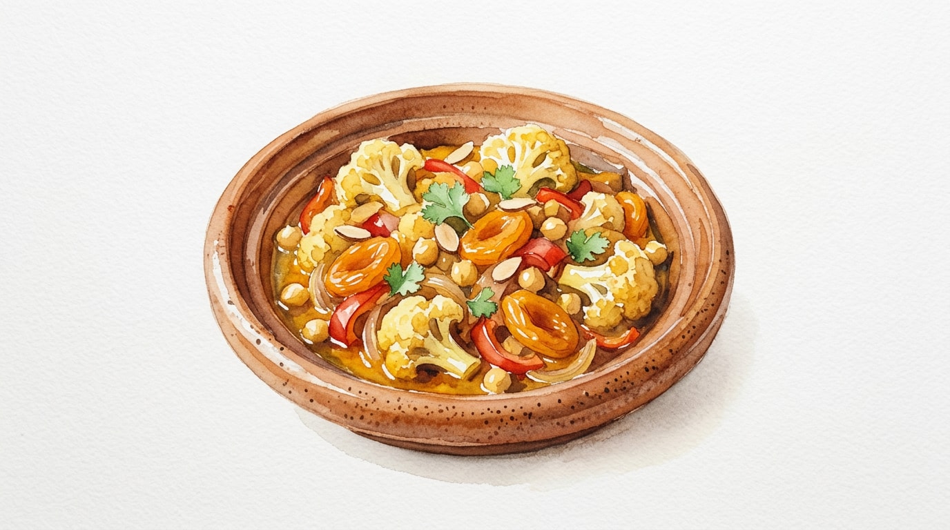 Flavorful Cauliflower Tagine with Chickpeas and Apricots