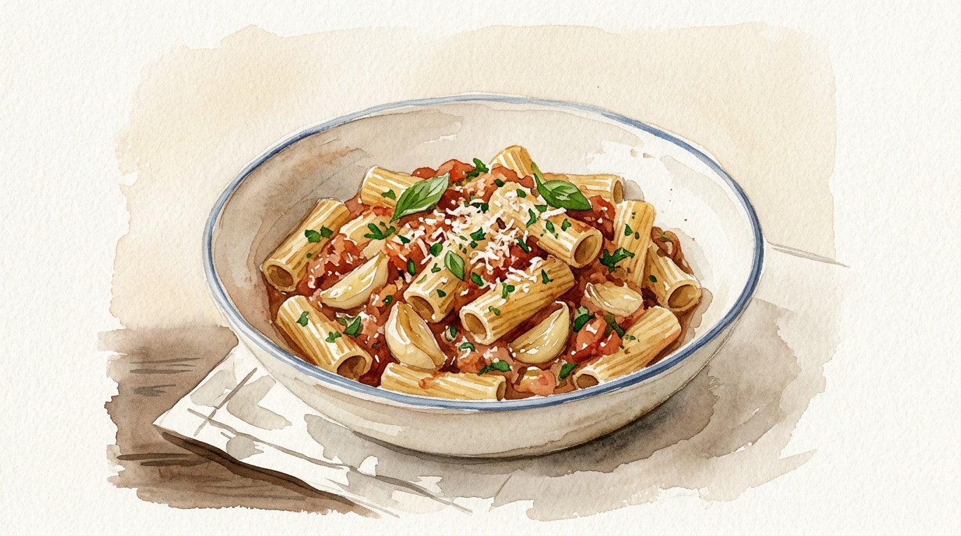 Forty-Clove Garlic Rigatoni Marinara