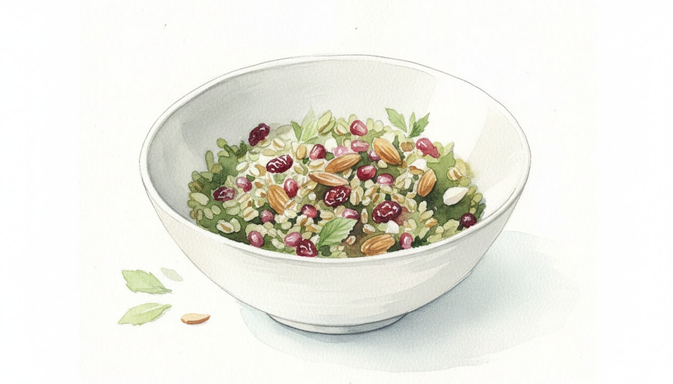 Freekeh Salad with Cranberries, Almonds, and Pomegranate