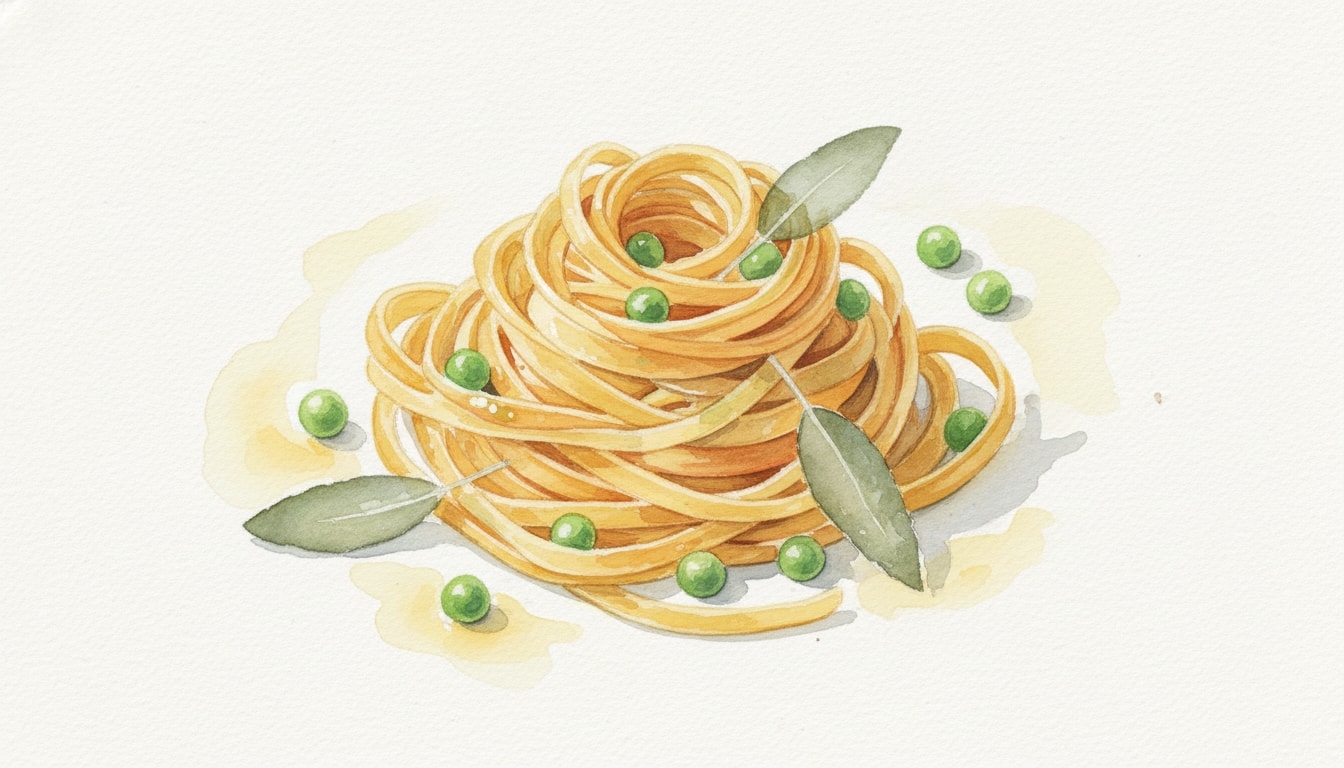 Fresh Fettuccine with Butter, Peas, and Sage
