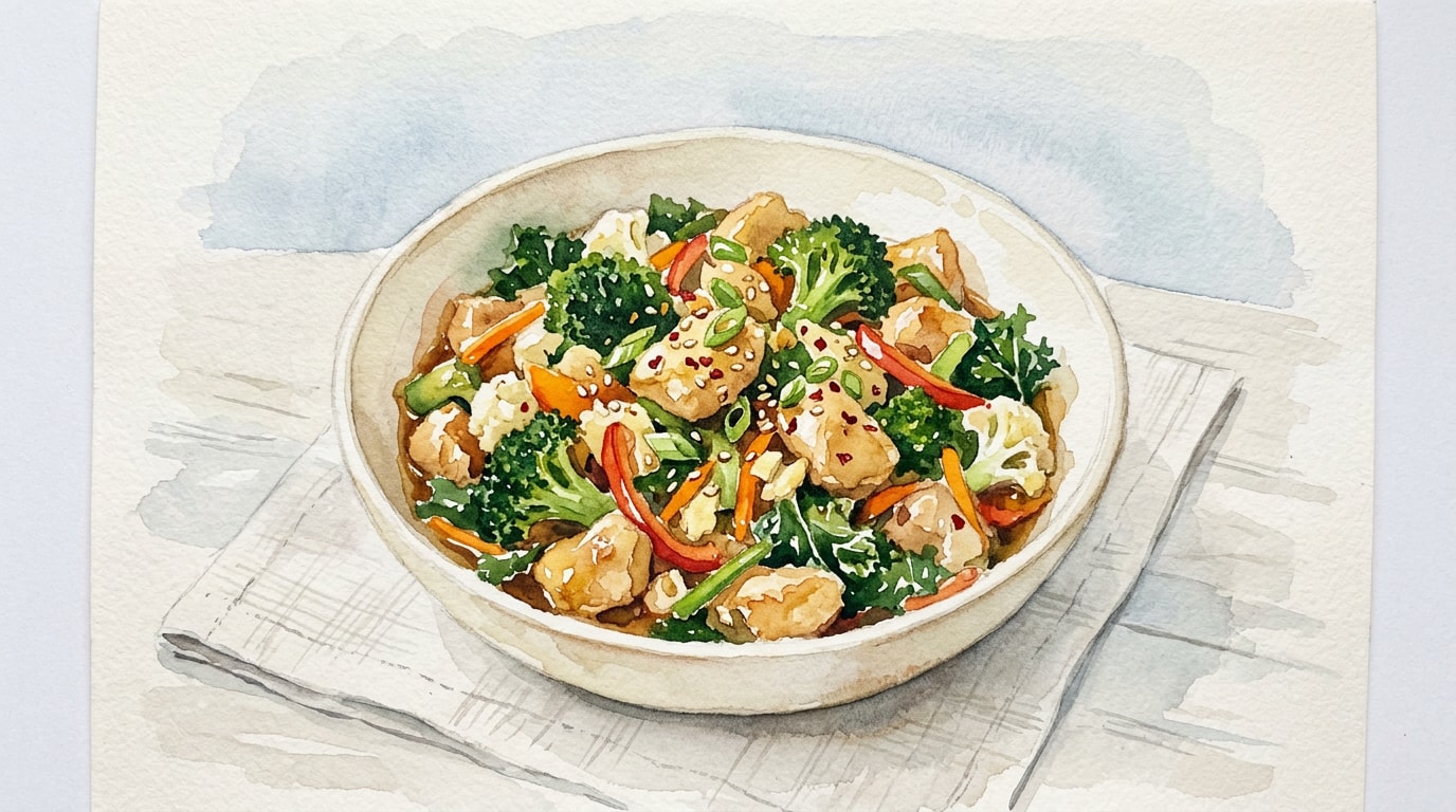 Ginger-Garlic Chicken and Cruciferous Stir-Fry