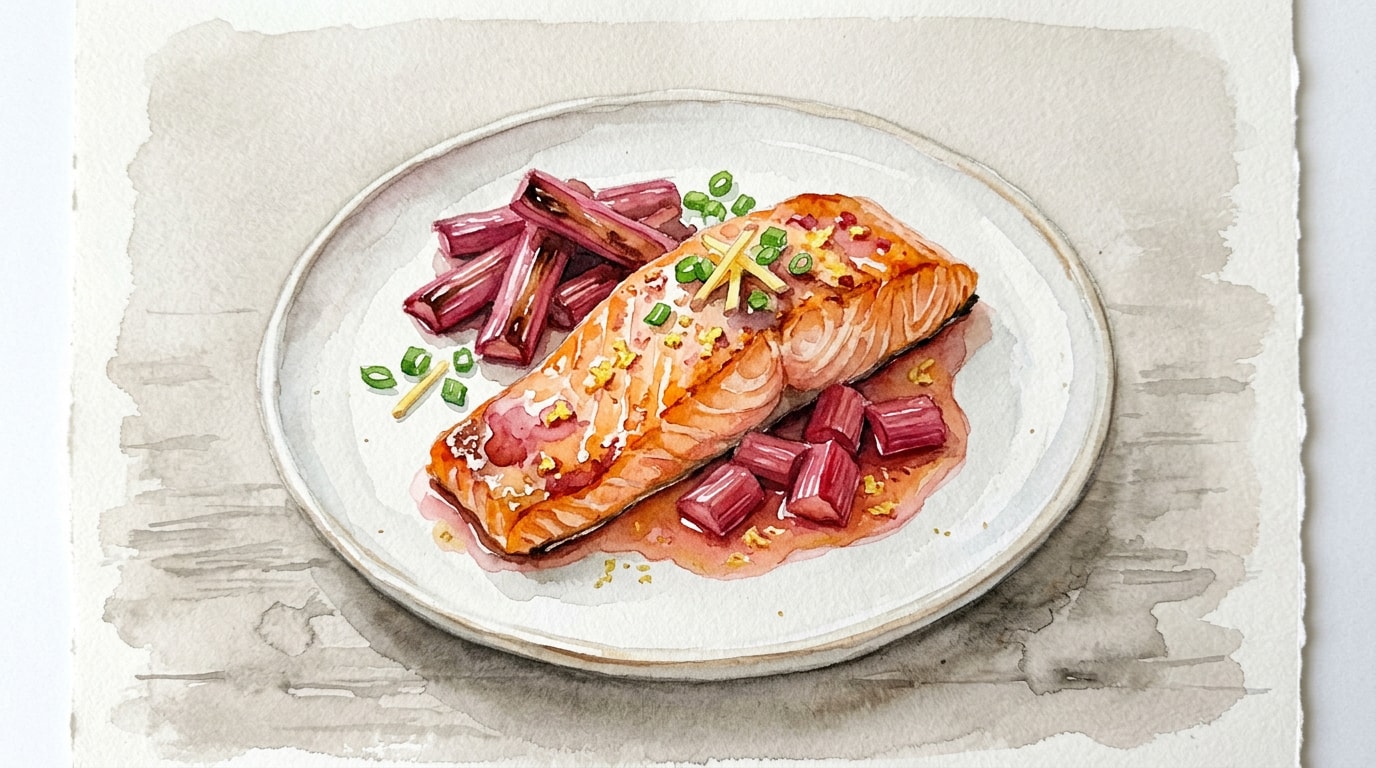 Ginger-Rhubarb Roasted Salmon