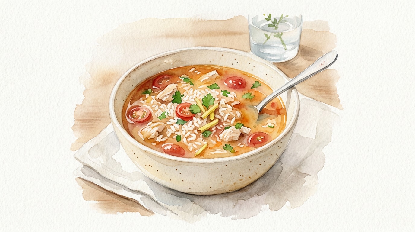 Ginger Tomato Chicken And Rice Soup