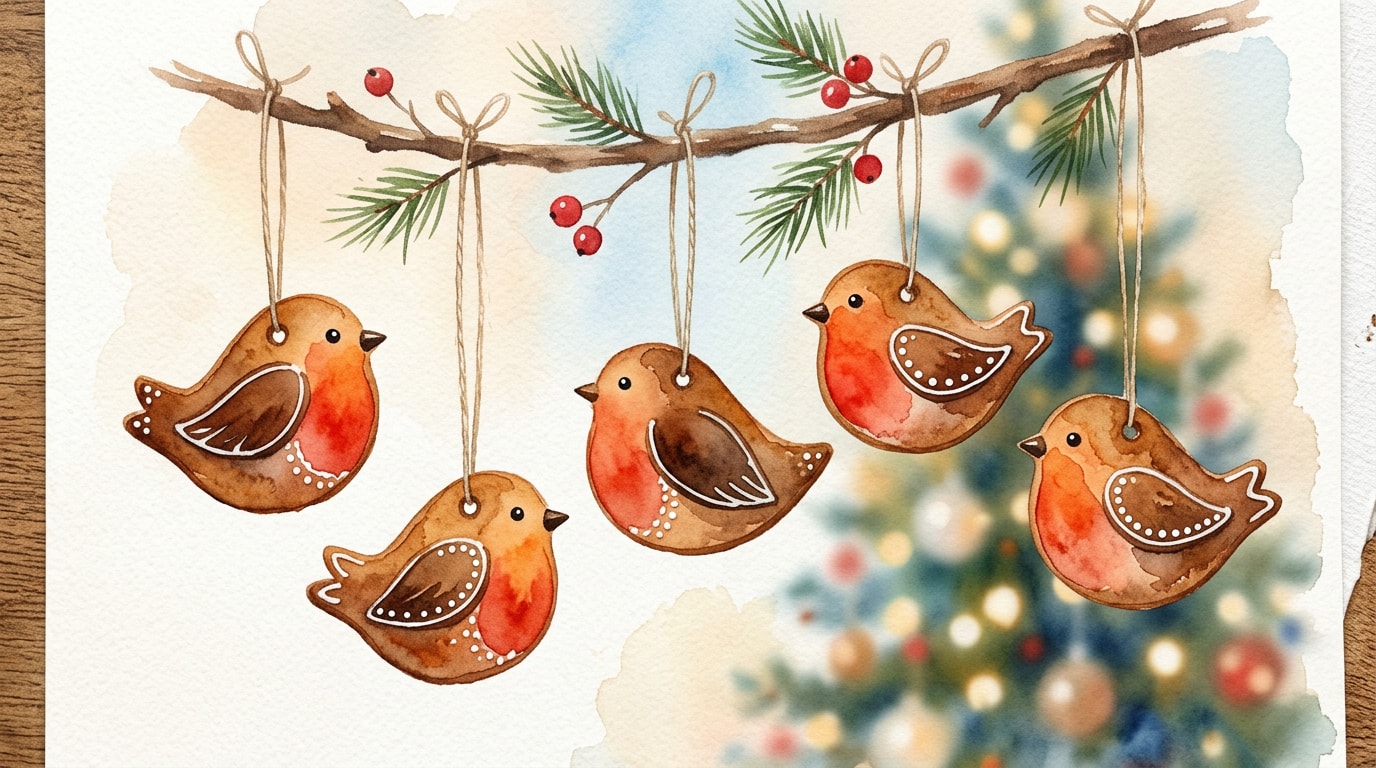 Gingerbread Robin Ornaments