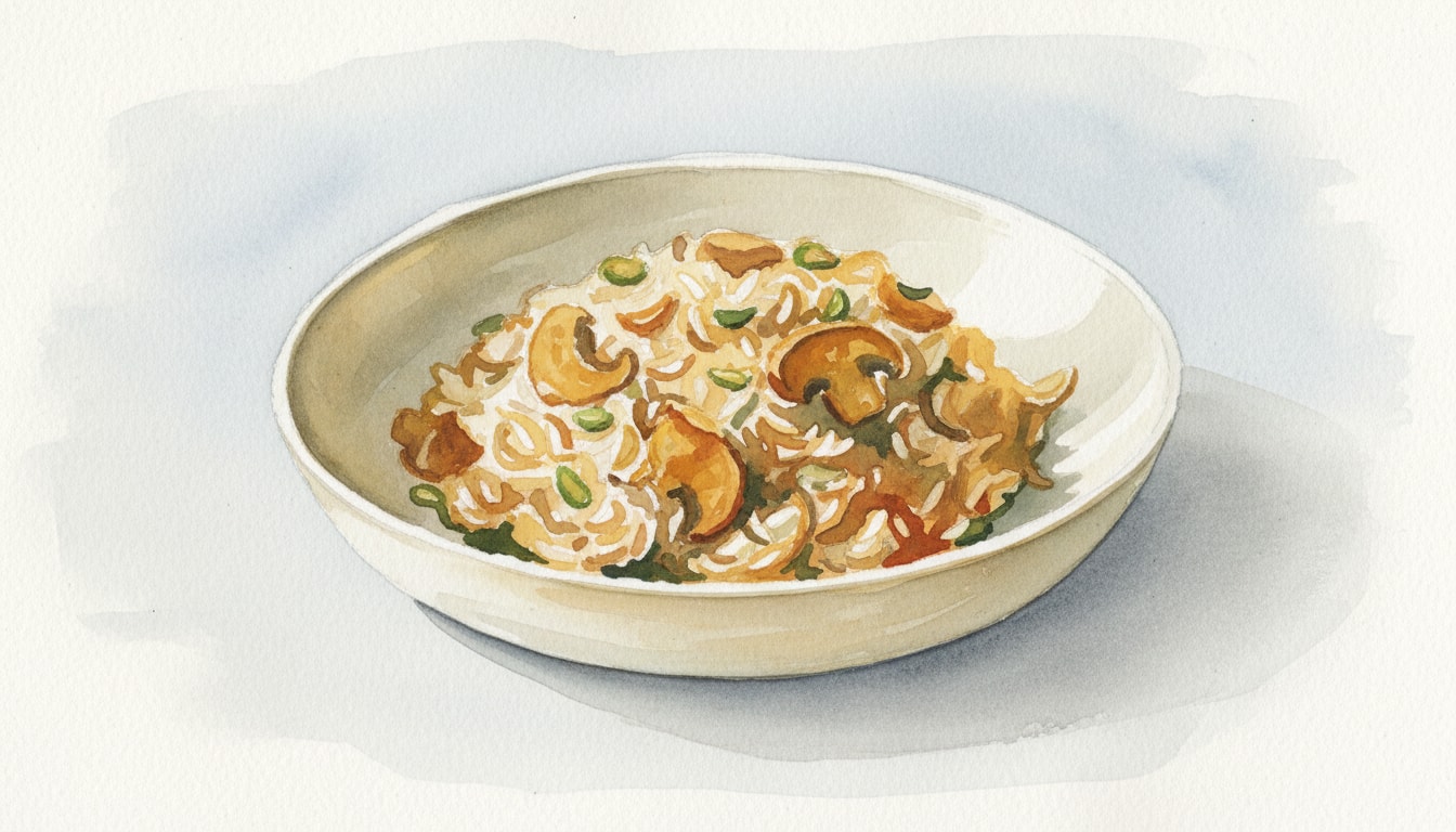 Golden Mushroom and Pistachio Pilaf