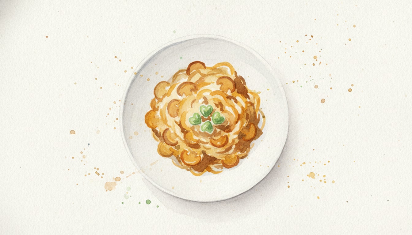 Golden Mushroom Pilaf with Sweet Pea Heart