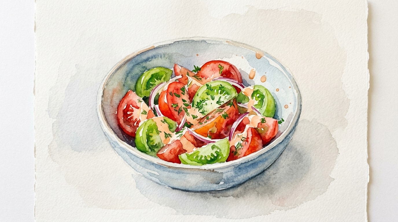 Green and Red Tomato Salad with Russian Dressing