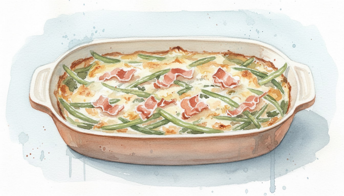 Green Bean and Taleggio Gratin with Prosciutto