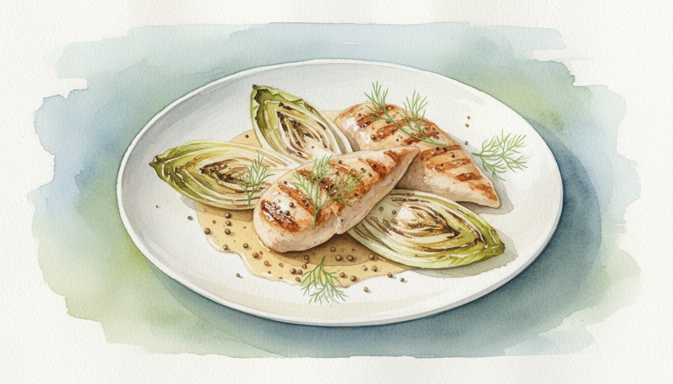 Grilled Chicken and Endive with Fennel-Coriander Marinade