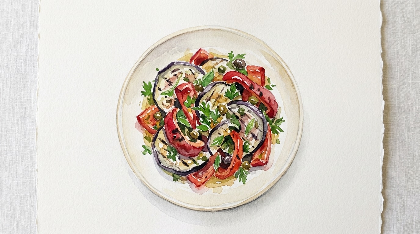 Grilled Eggplant and Red Bell Pepper Salad