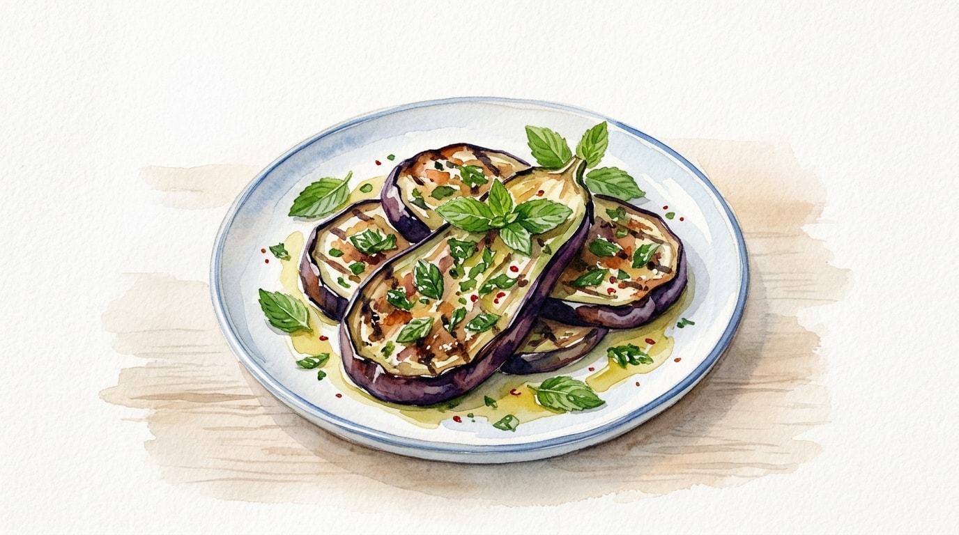 Grilled Eggplant With Mint Marinade