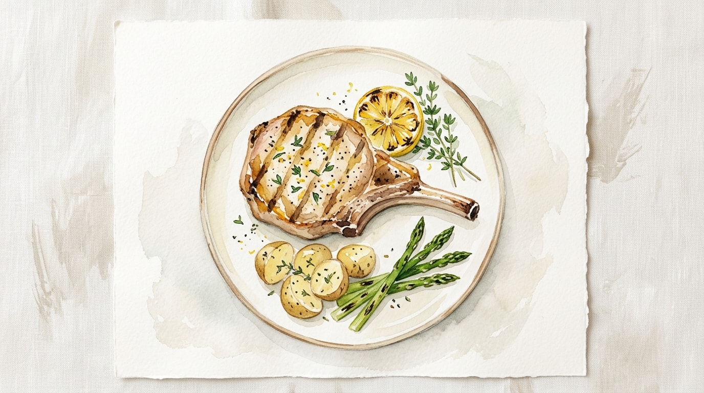 Grilled Lemon-Thyme Bone-In Pork Chops
