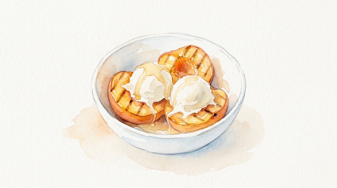 Grilled Peaches With Honey and Vanilla Ice Cream