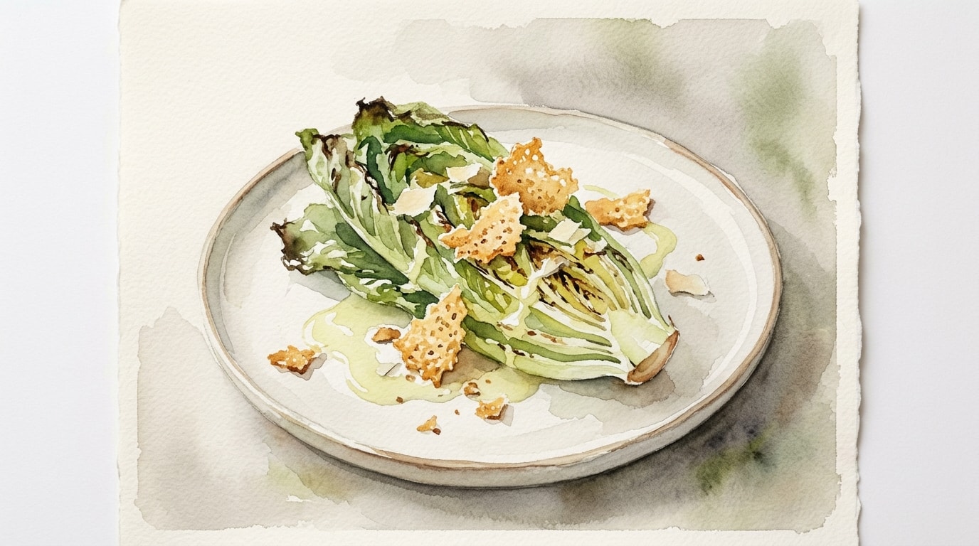 Grilled Romaine Caesar Salad with Lime Vinaigrette and Toasted Parmesan