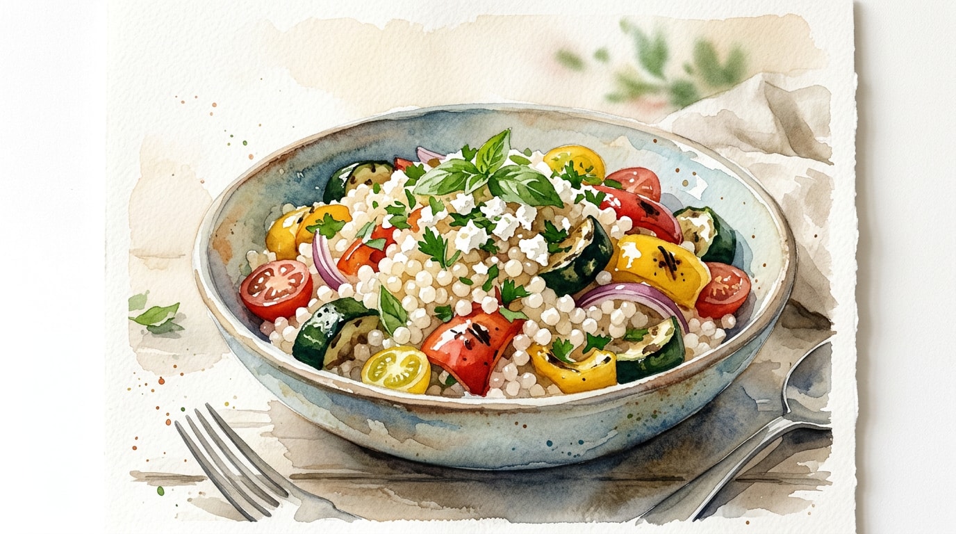 Grilled Summer Vegetable Pearl Couscous Salad