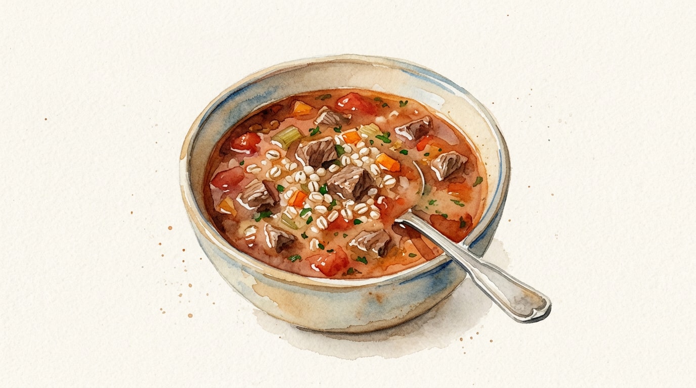 Hearty Beef and Barley Tomato Soup