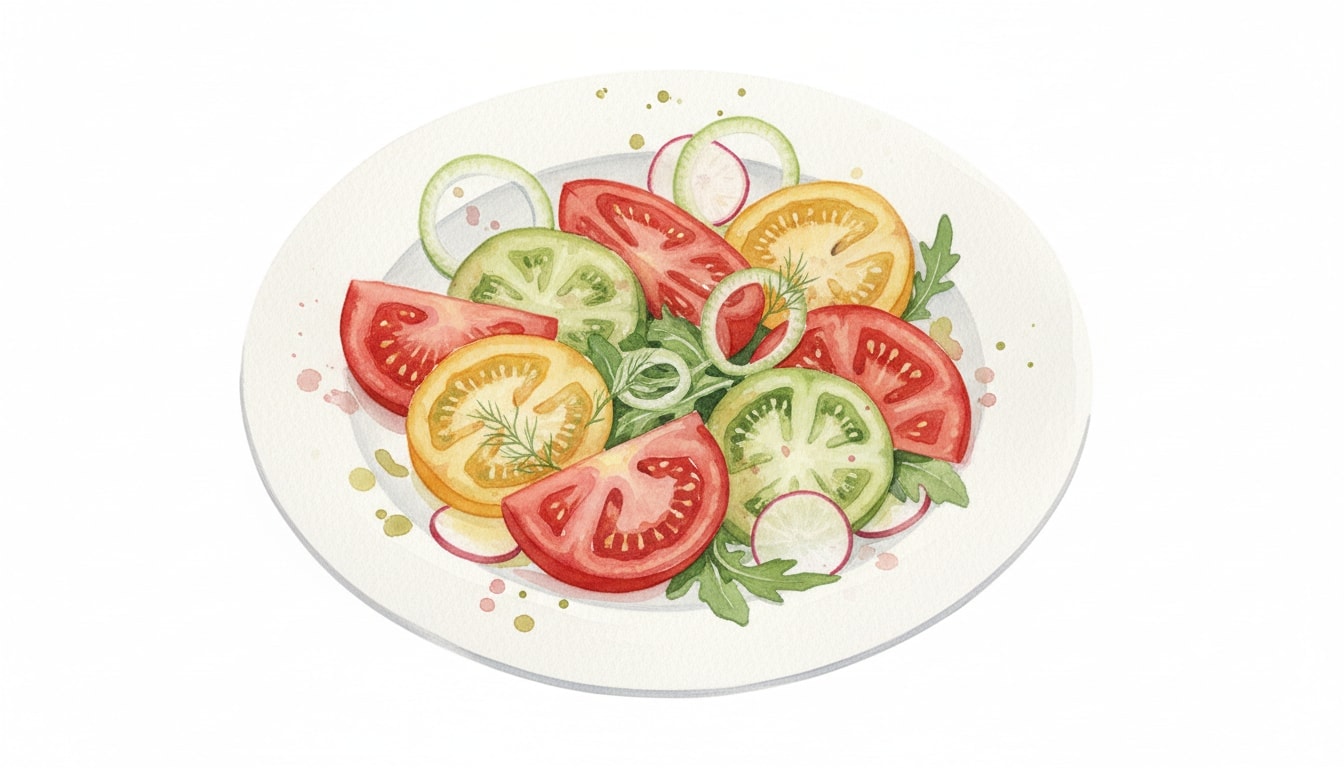 Heirloom Tomato Salad with Fennel, Radishes, and Arugula